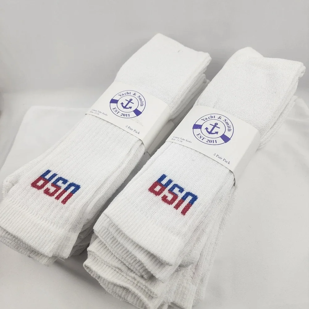 12 Pairs USA Yacht & Smith White Tube Socks Mens Size 13-16‎ New